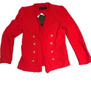 NWT Zara Red Jacket Blazer / Gold Button Red Double Breasted Jacket / Rare Zara